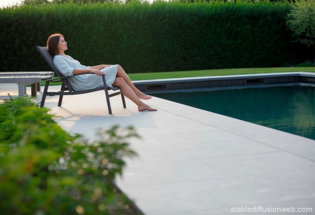 Terrasse belge en pierre bleue avec une femme en train de s'amuser